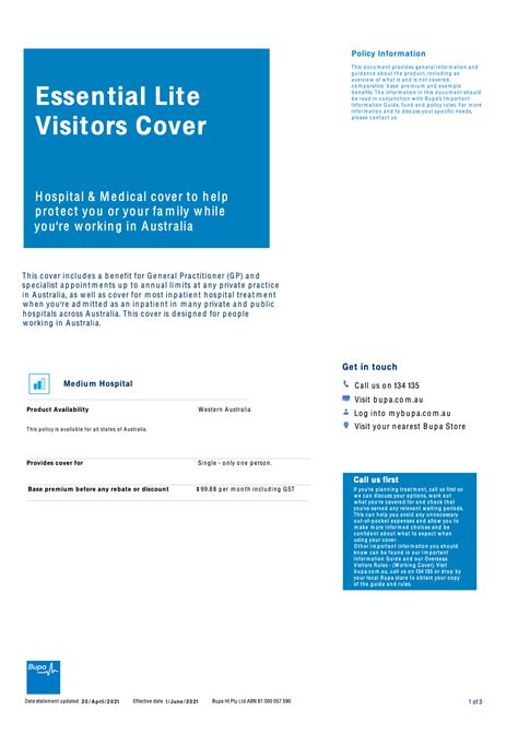 essential visitors cover bupa.